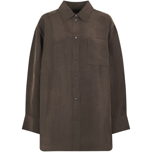 Soeur Relaxed Fit Brown Shirt With Classic Collar - NWT - Picture 1 of 3